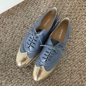 Nine West Blue and Silver Loafers